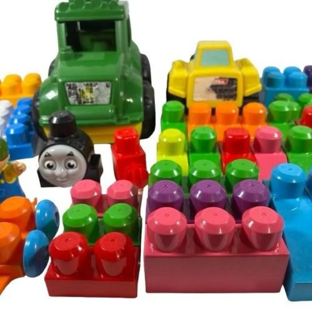 Mega Blok Lot Big Blocks Large Toddler-Friendly Building Toys Cars People Truck
